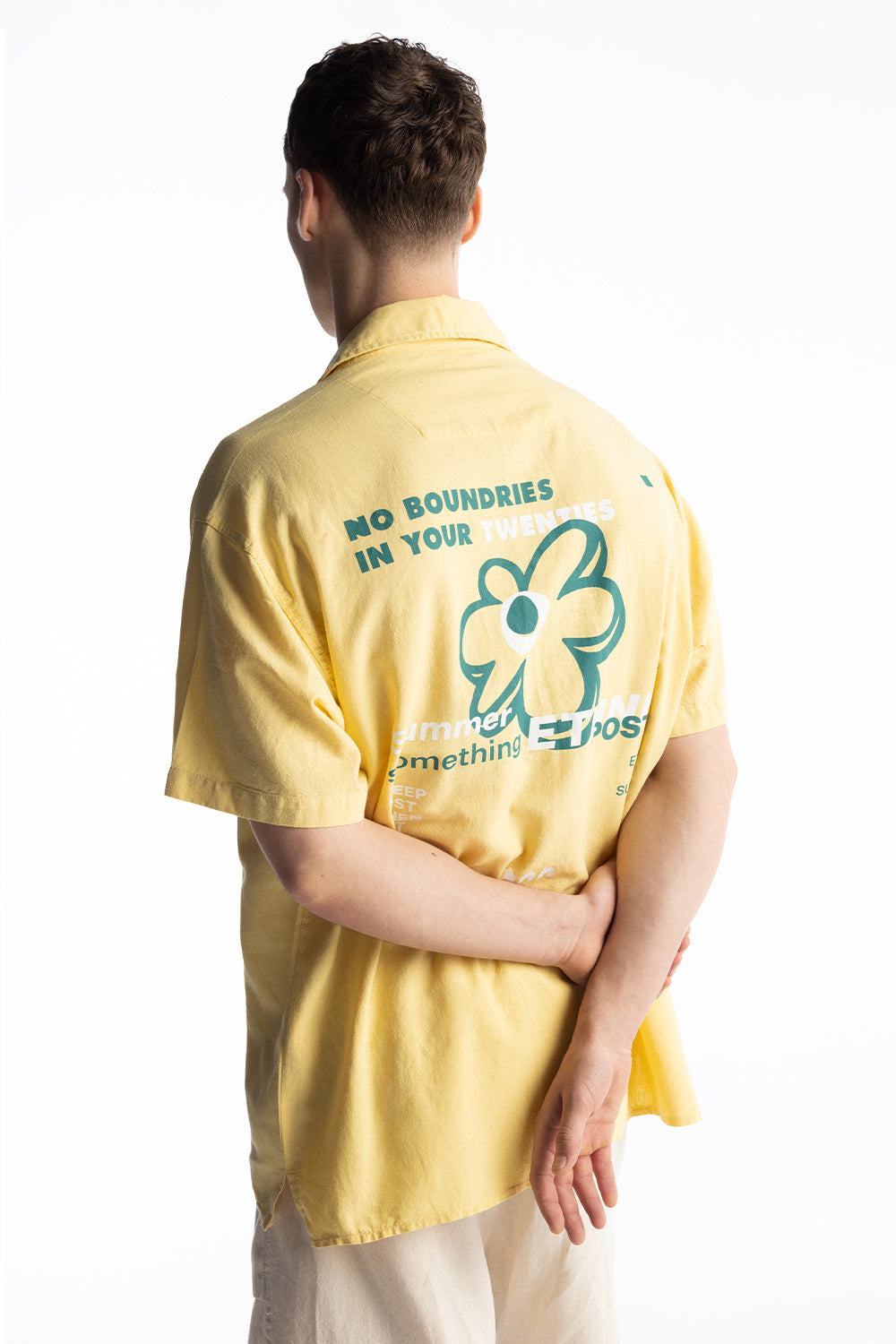 Giesto Chemise en lin imprimée Twenties - Jaune