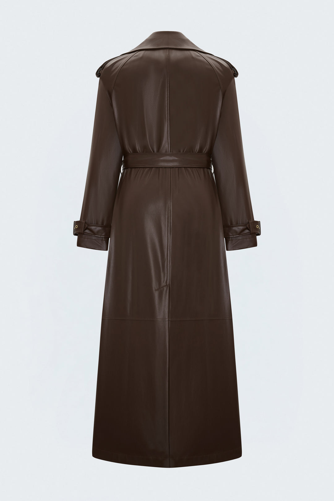 Sateen Trench en Cuir Long - Marron