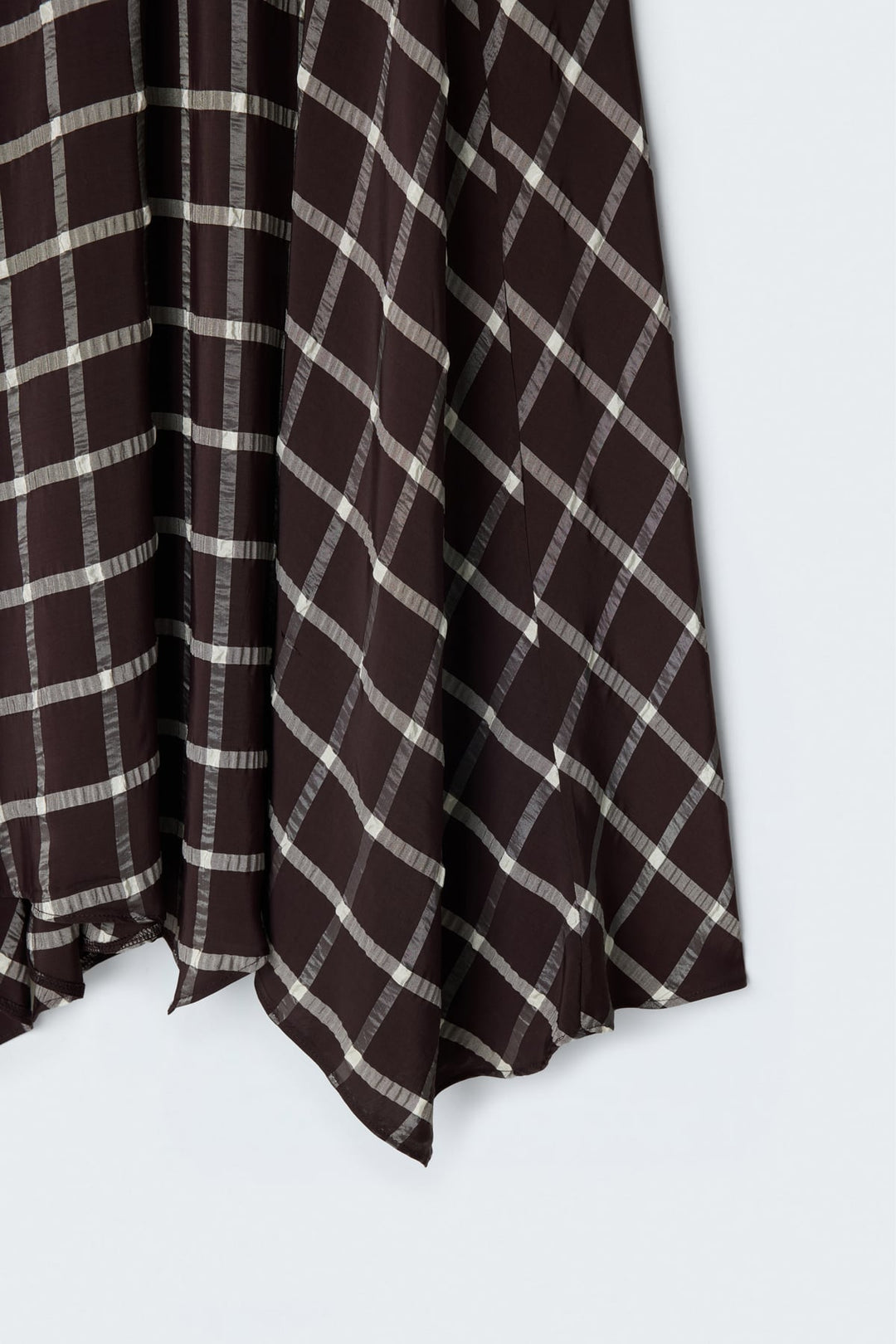 Sateen Jupe Longue à Carreaux - Marron