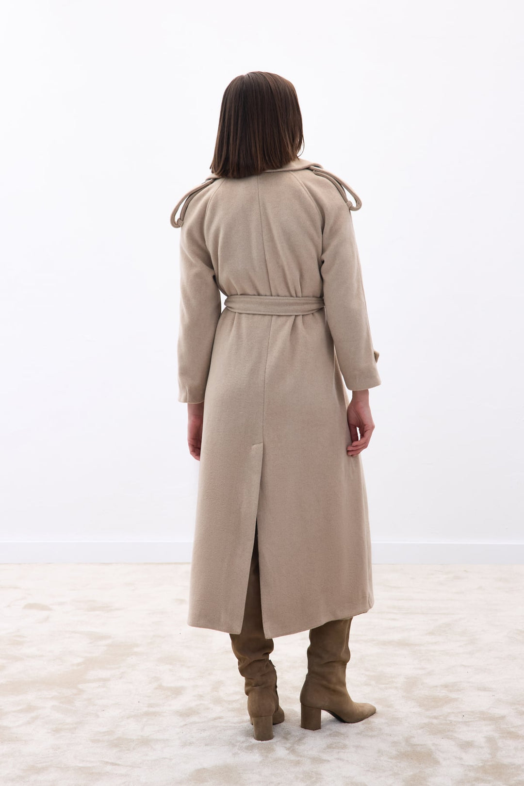 Sateen Manteau Long - Beige