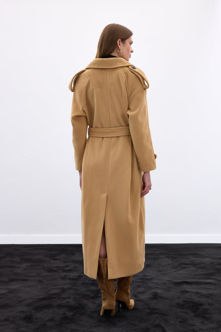 Sateen Manteau Long - Camel
