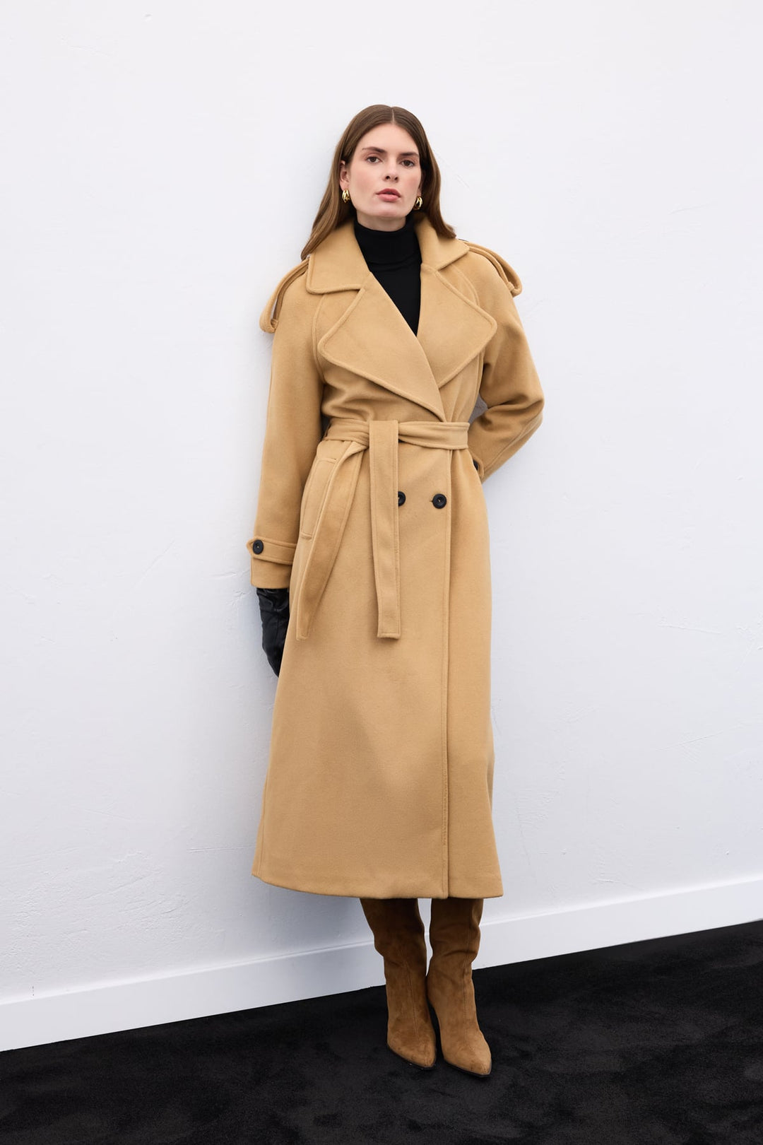 Sateen Manteau Long - Camel