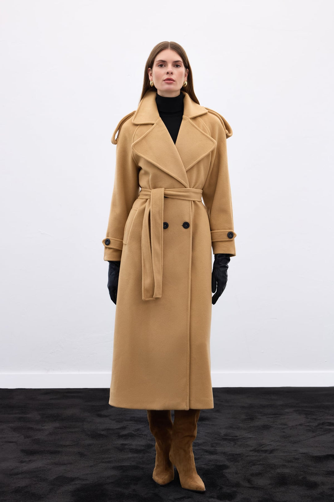 Sateen Manteau Long - Camel