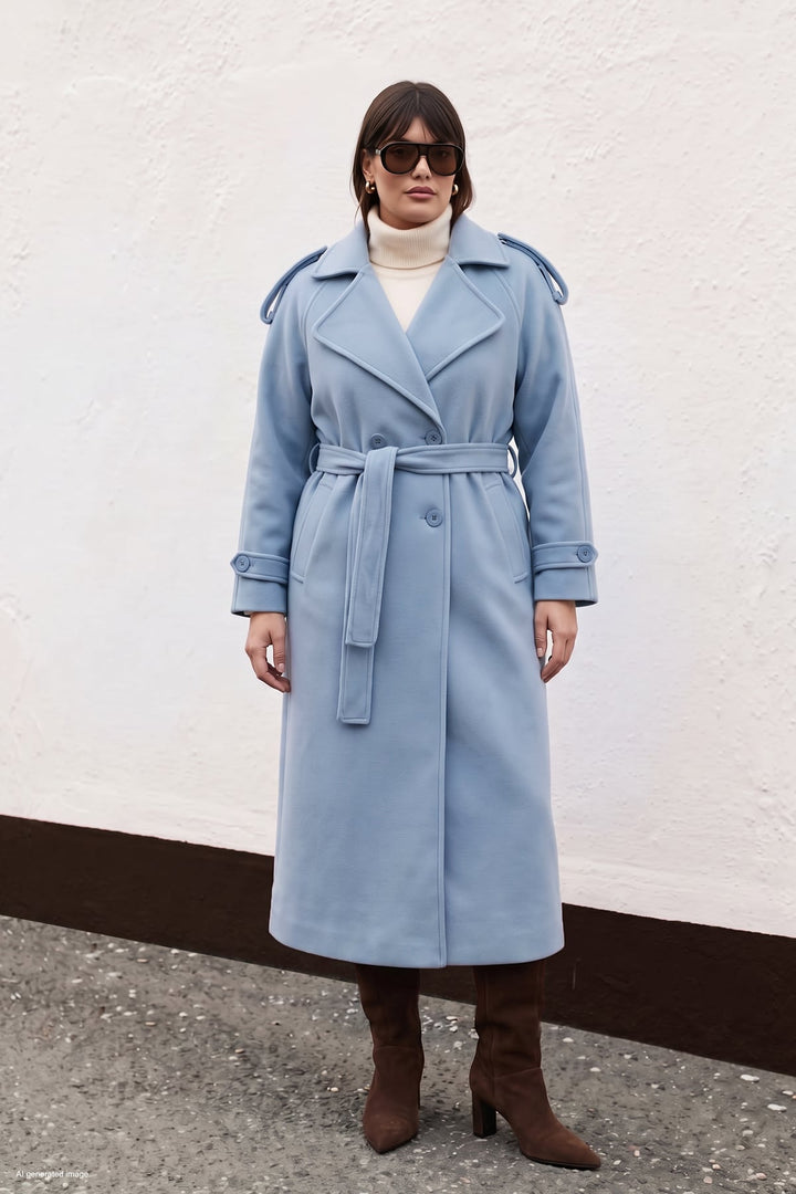 Sateen Manteau Long - Bleu