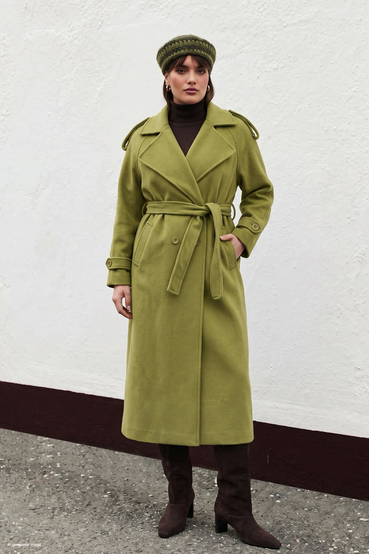 Sateen Manteau Long - Vert