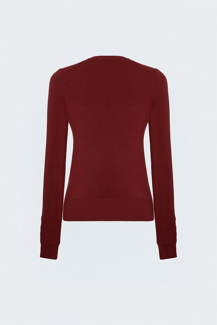 Sateen Tricot à manches longues avec détails pression - Rouge
