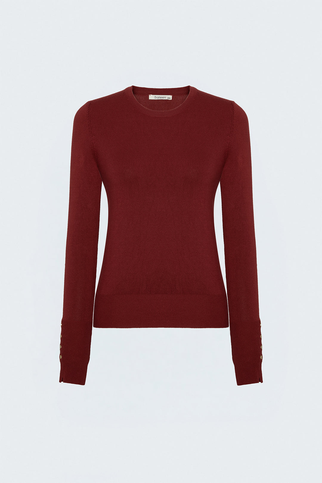 Sateen Tricot à manches longues avec détails pression - Rouge