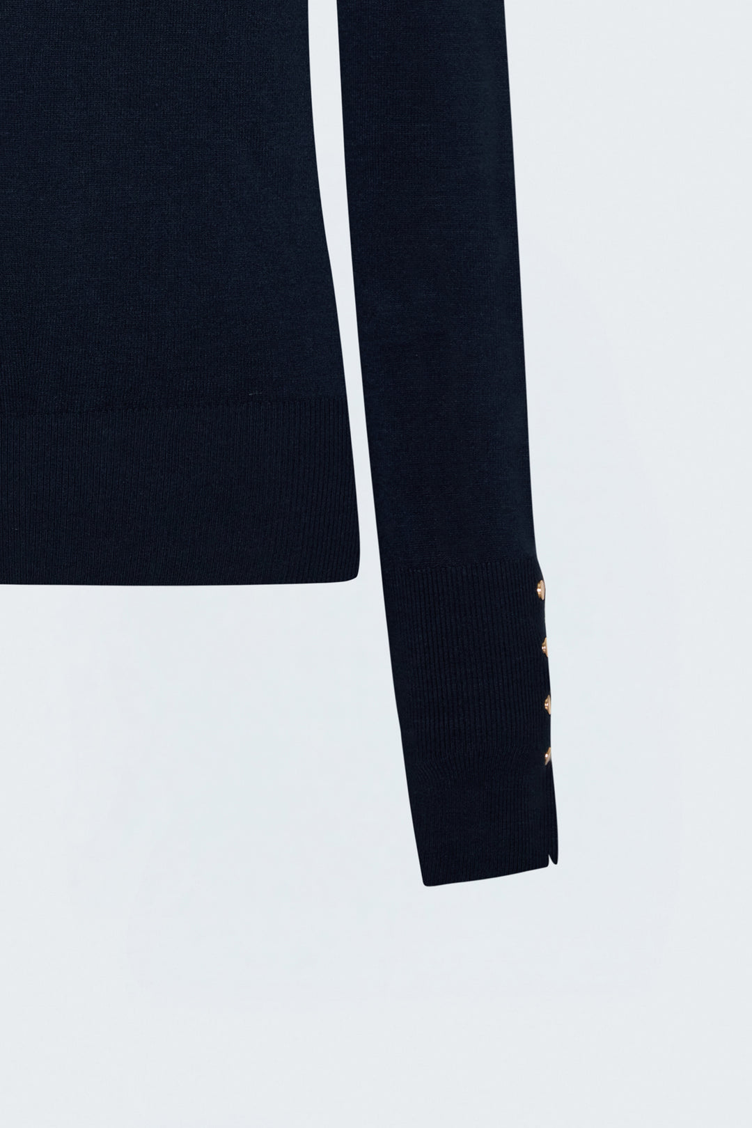 Sateen Tricot à manches longues avec détails pression - Bleu marine