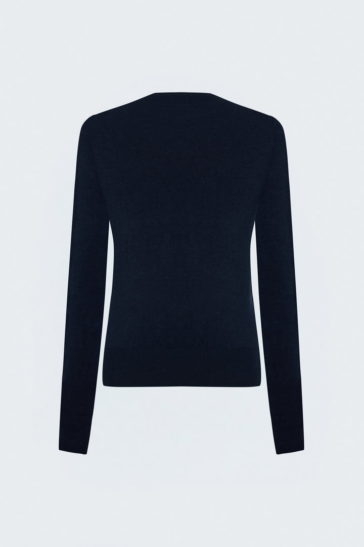 Sateen Tricot à manches longues avec détails pression - Bleu marine