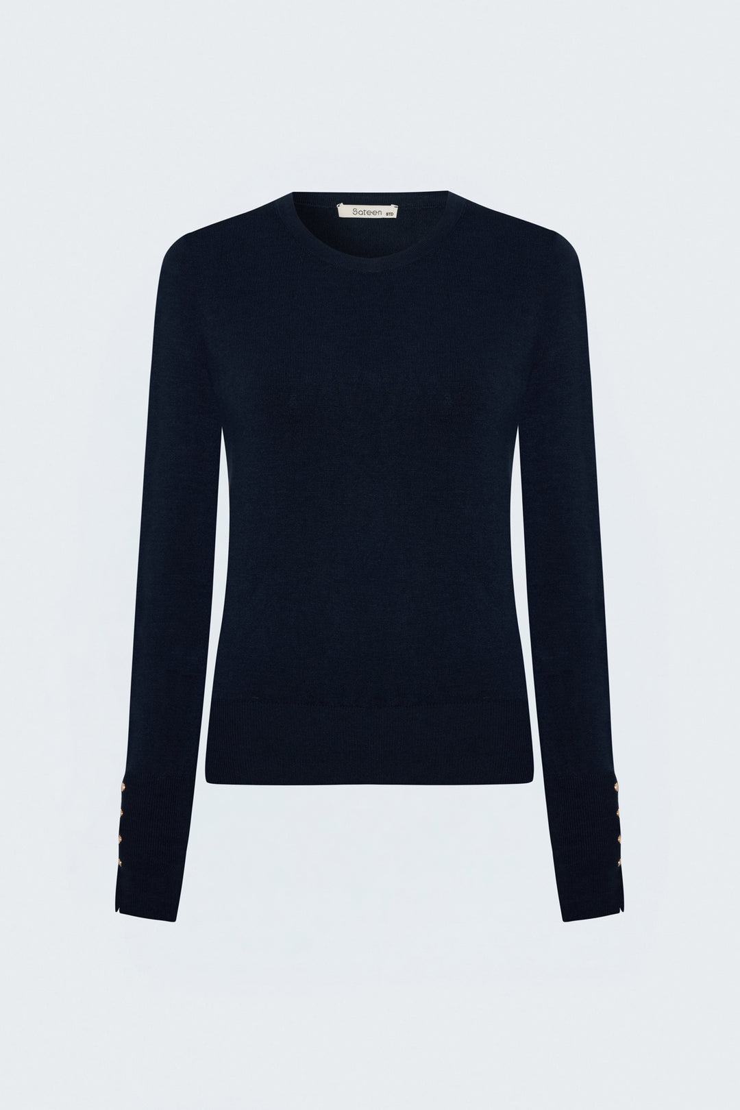 Sateen Tricot à manches longues avec détails pression - Bleu marine