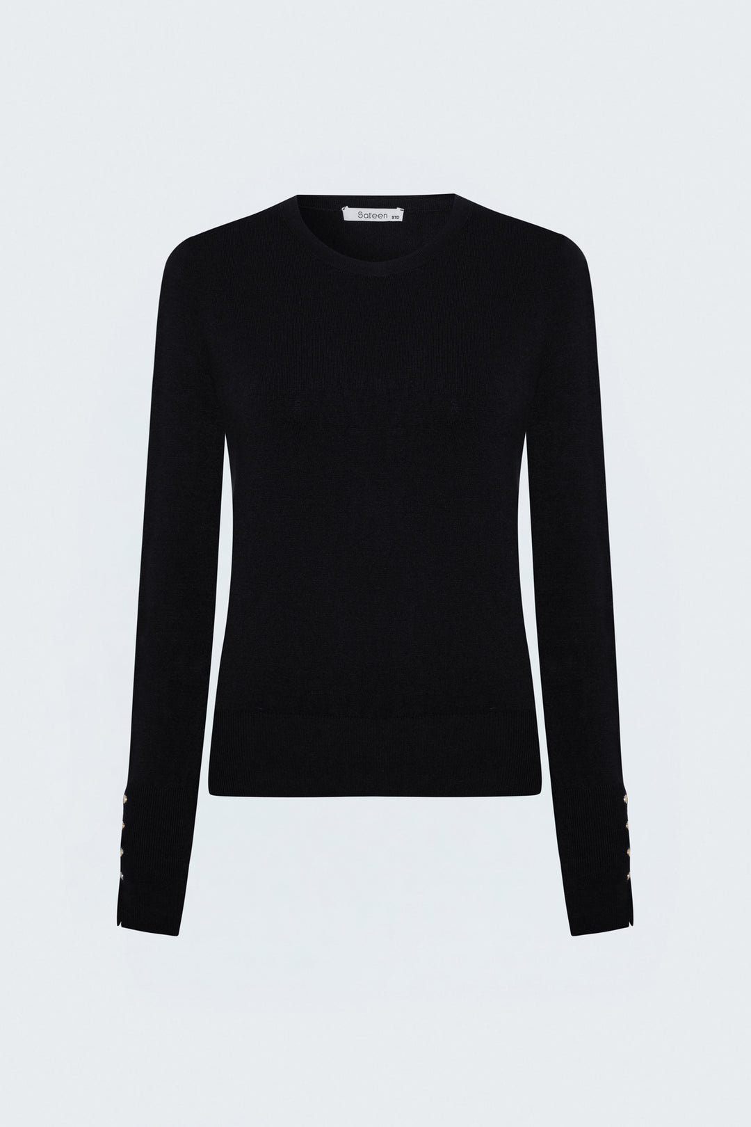 Sateen Tricot à manches longues avec détails pression - Noir