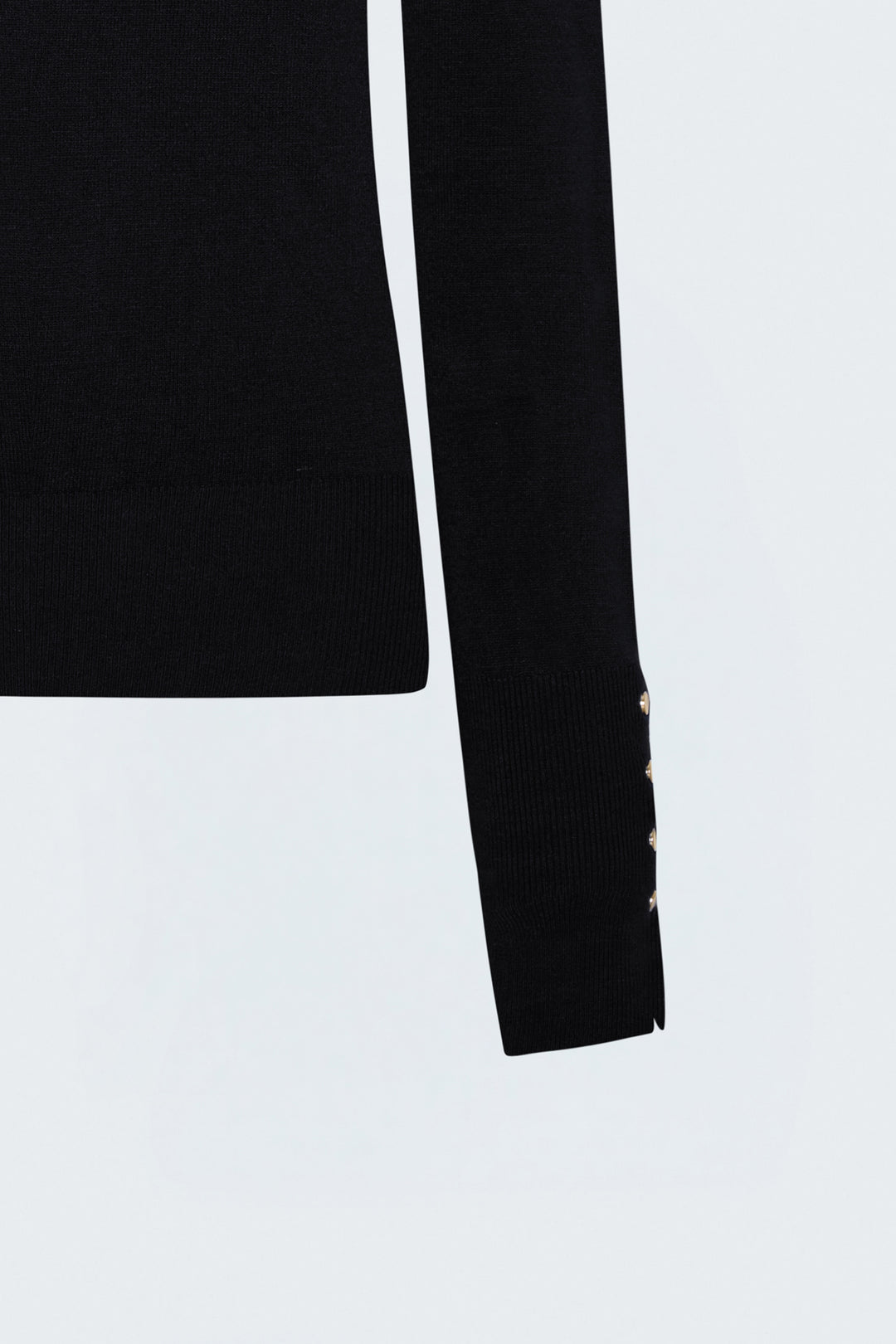 Sateen Tricot à manches longues avec détails pression - Noir