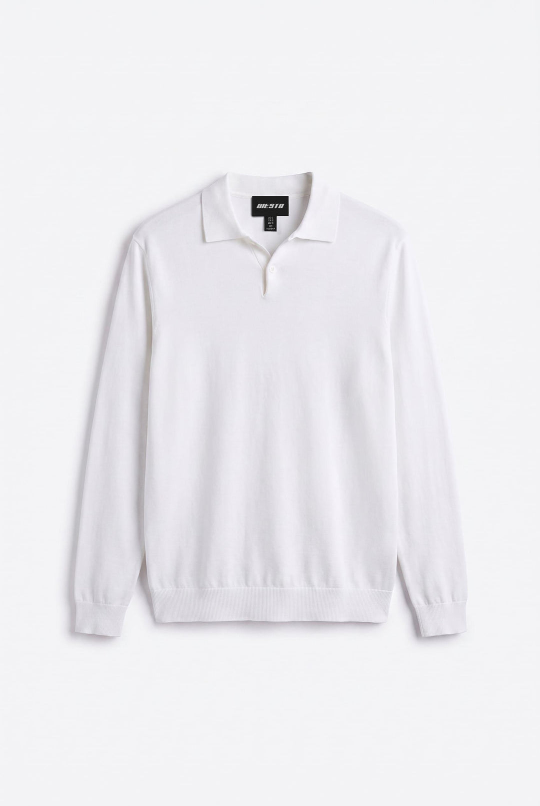 Giesto T-shirt en tricot à col polo blanc à manches longues - Blanc