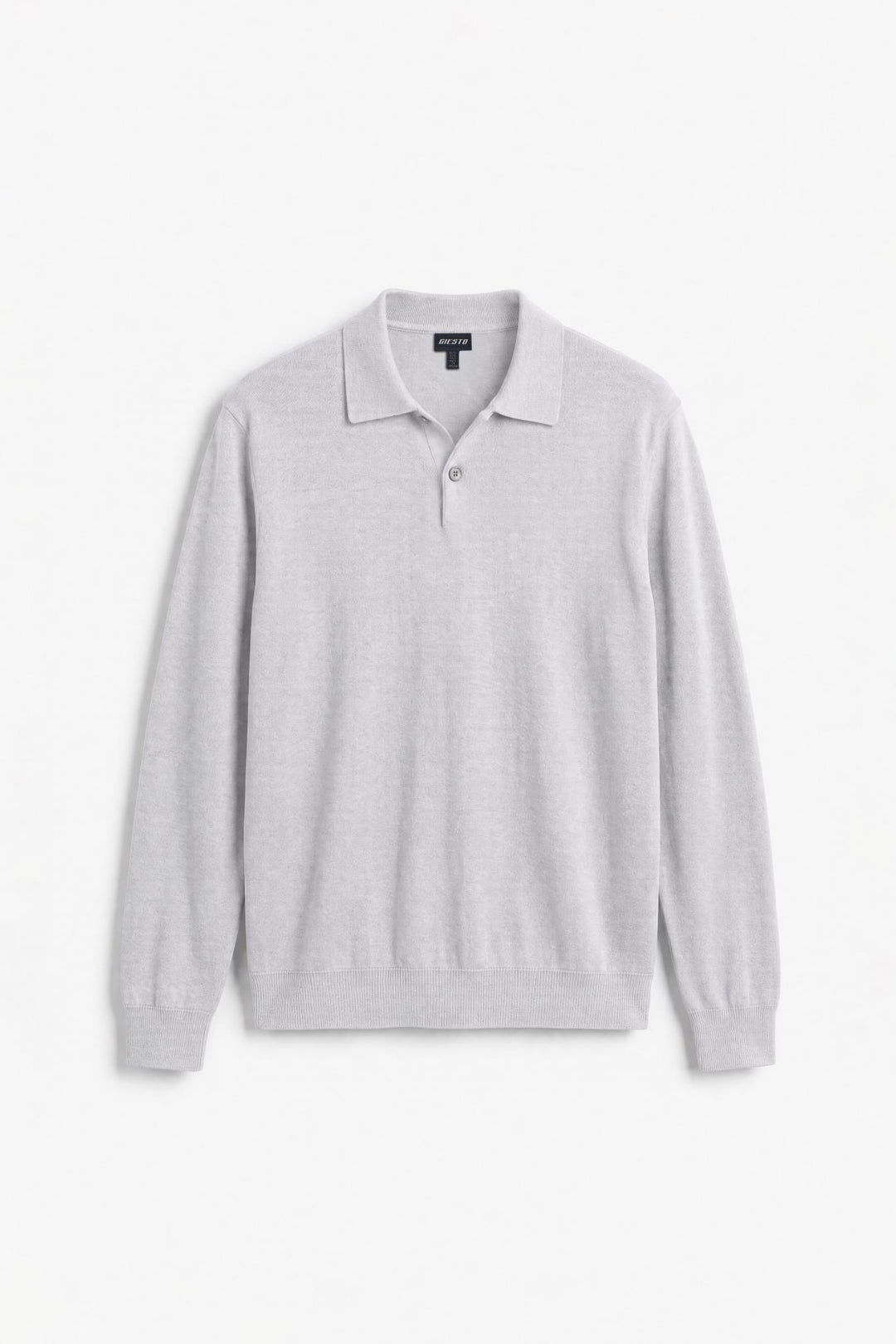 Giesto T-shirt en tricot à col polo gris à manches longues - Gris