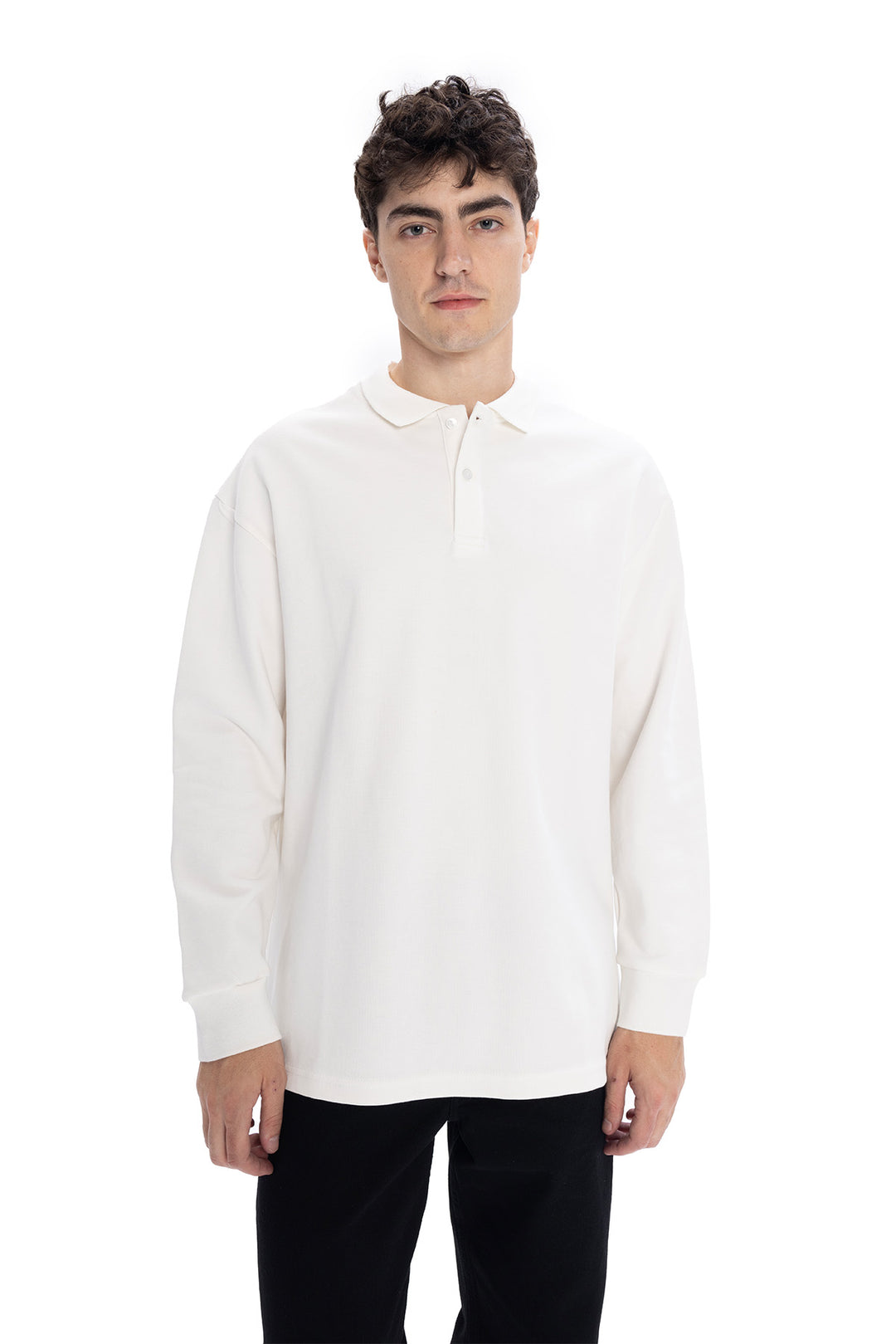 Giesto T-shirt à col polo à manches longues - Blanc
