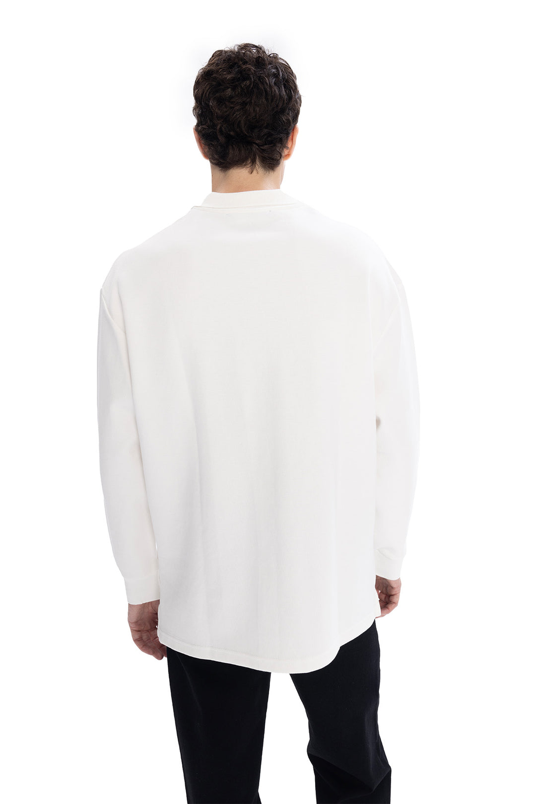 Giesto T-shirt à col polo à manches longues - Blanc