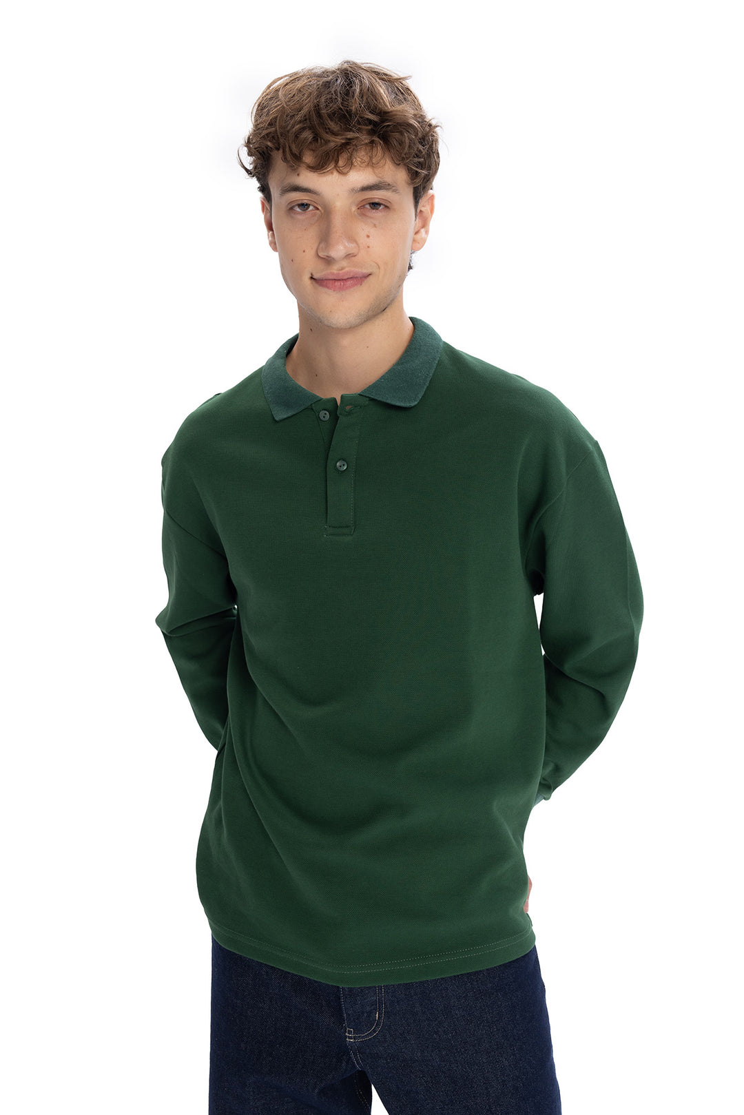 Giesto T-shirt à col polo à manches longues - Vert