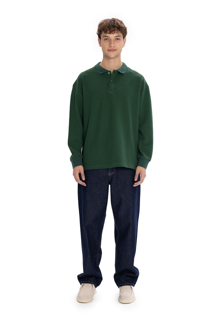 Giesto T-shirt à col polo à manches longues - Vert