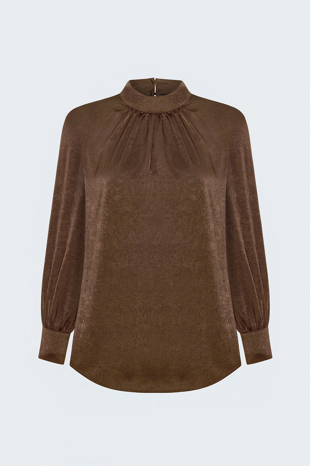 Sateen Blouse à Manches Longues - Clair Marron