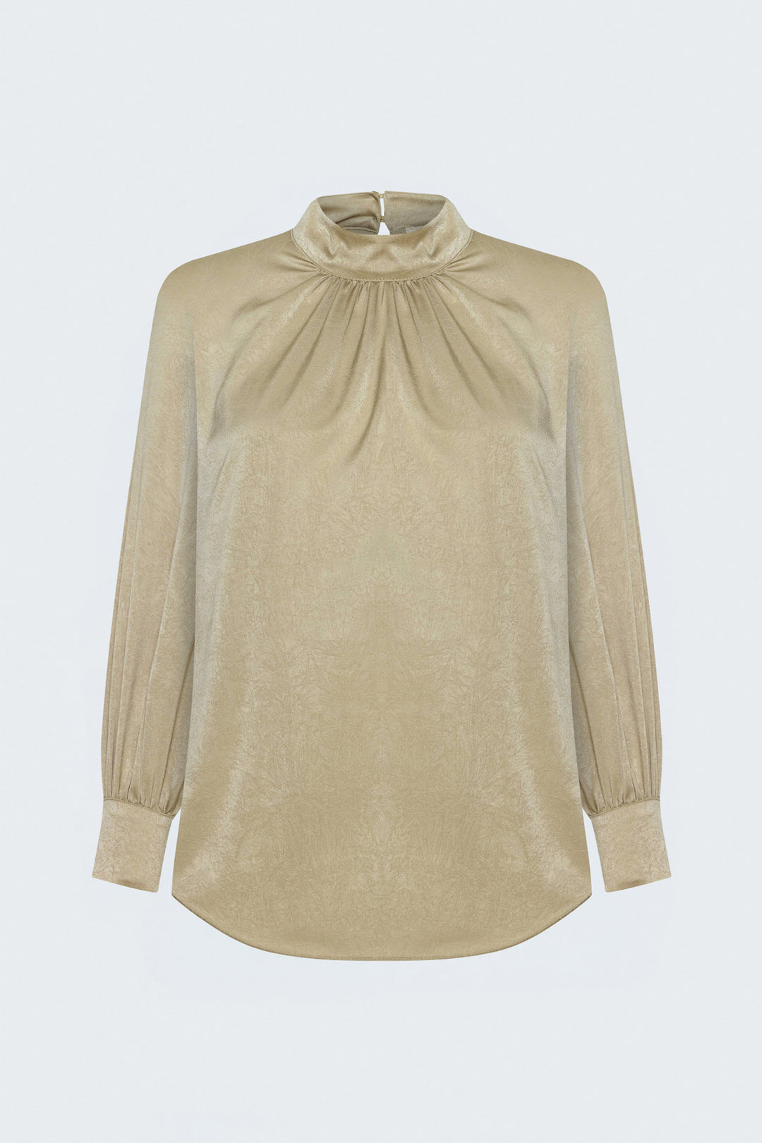 Sateen Blouse à Manches Longues - Beige