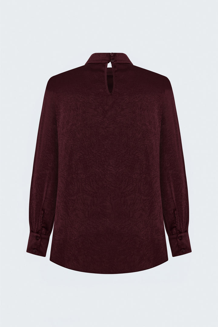 Sateen Blouse à Manches Longues - Bordeaux