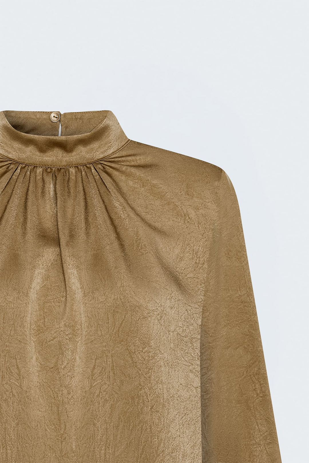 Sateen Blouse à manches longues - Camel