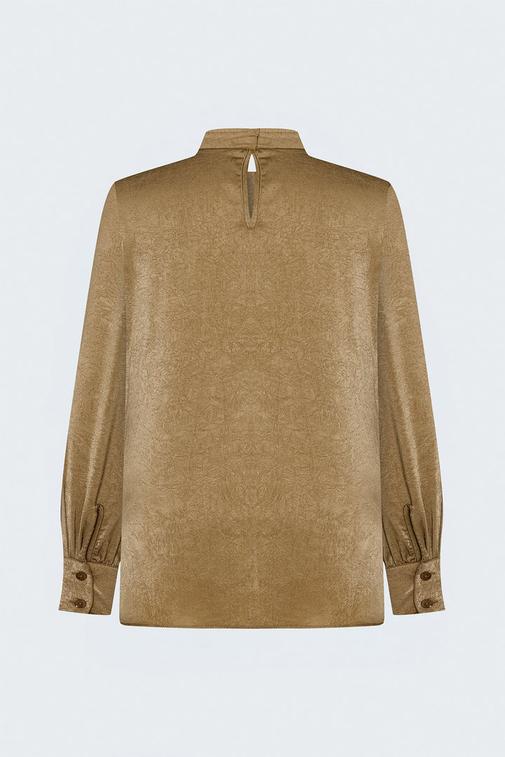 Sateen Blouse à manches longues - Camel