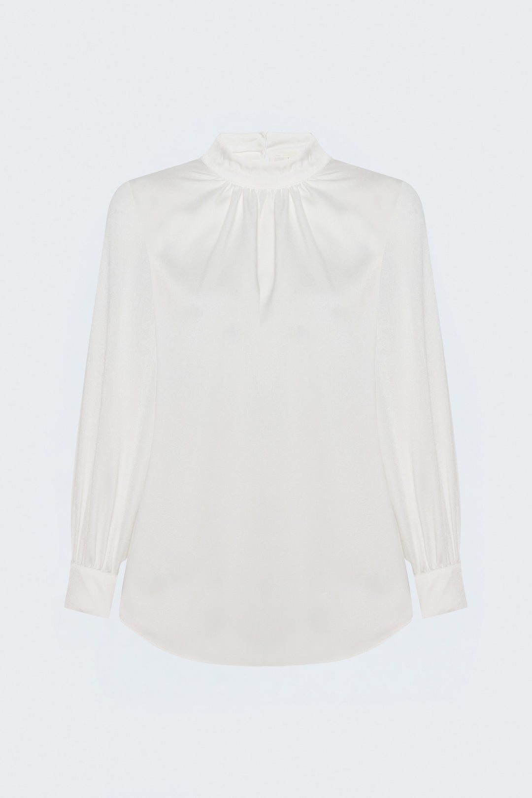 Sateen Blouse à Manches Longues - Écru