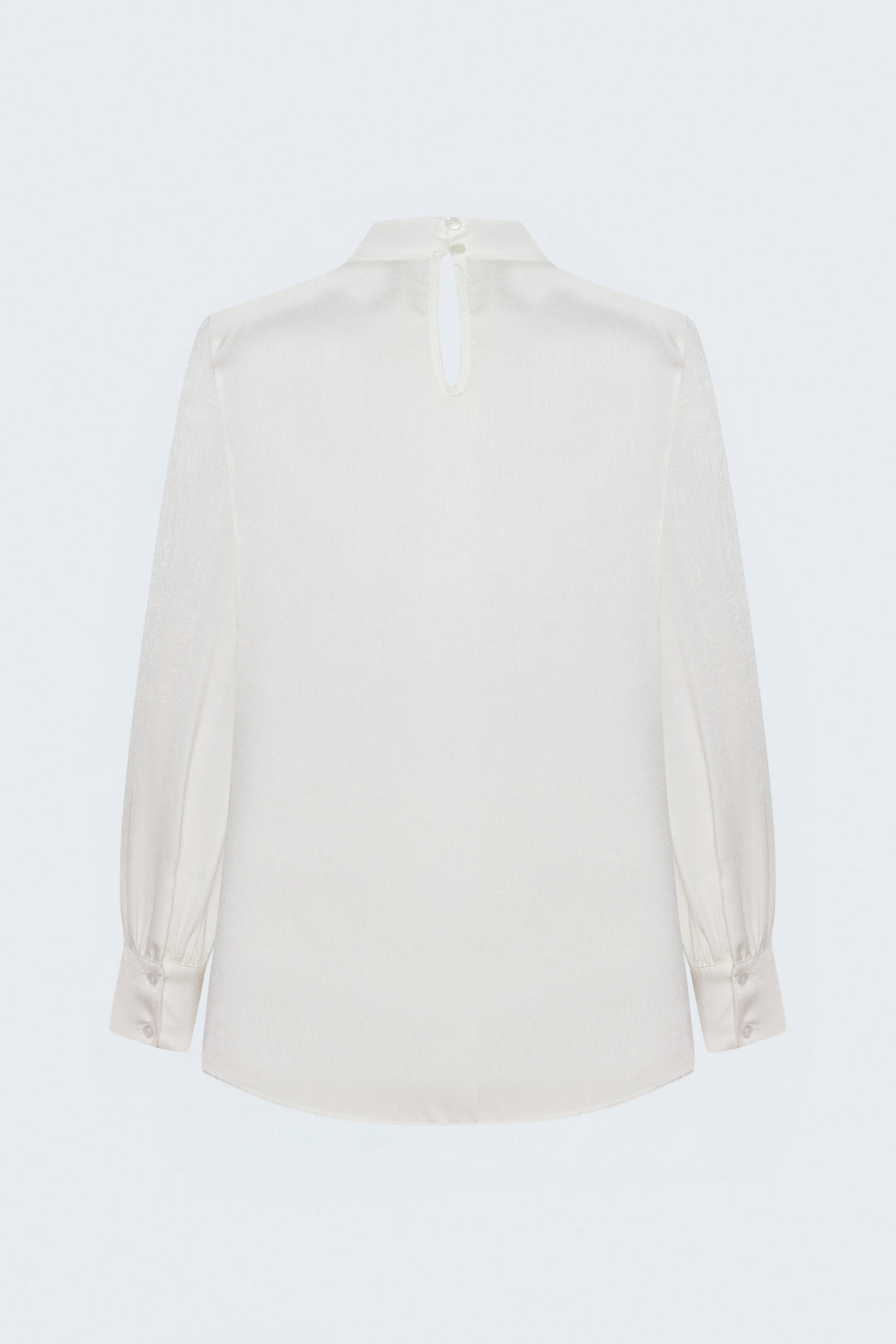Sateen Blouse à Manches Longues - Écru