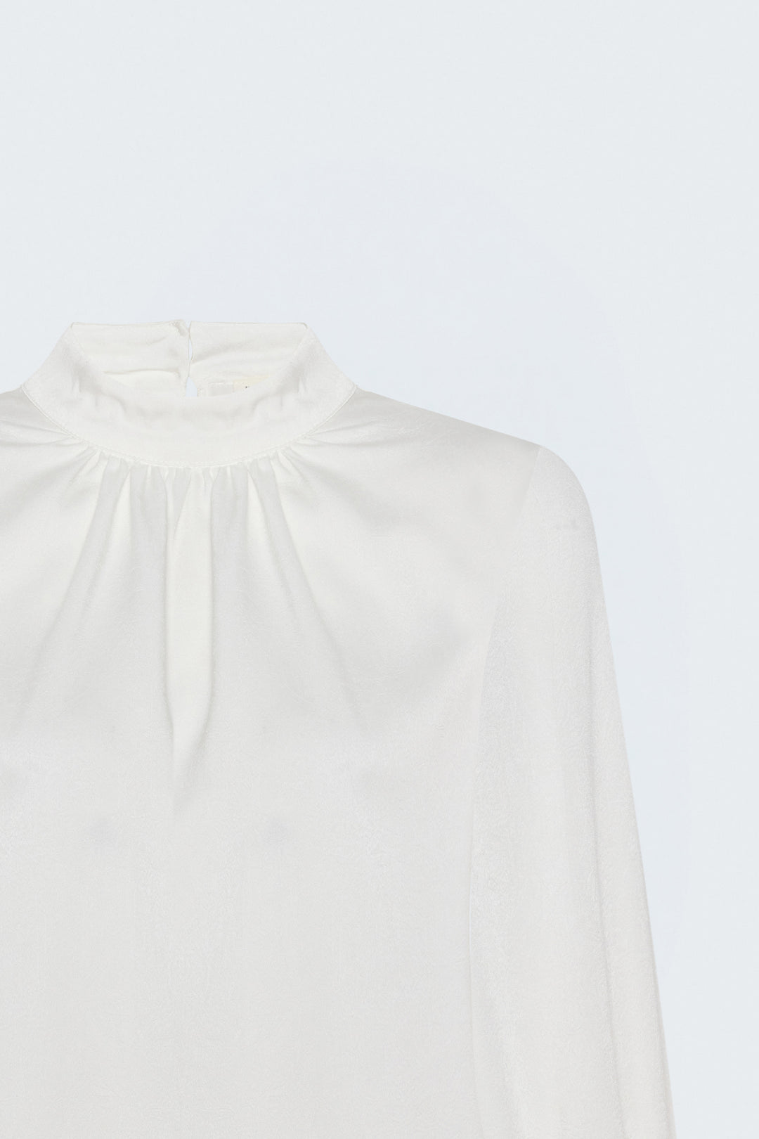 Sateen Blouse à Manches Longues - Écru