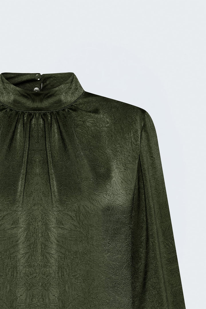 Sateen Blouse à manches longues - Kaki