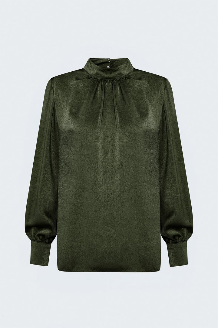 Sateen Blouse à manches longues - Kaki