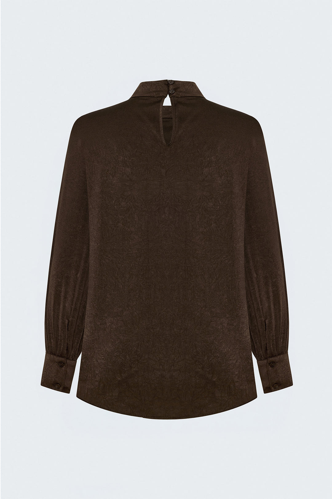 Sateen Blouse à Manches Longues - Marron