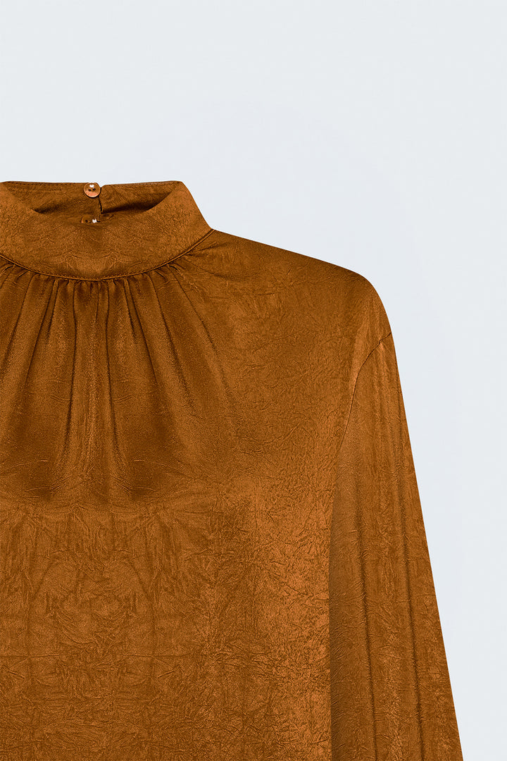 Sateen Blouse à manches longues - Brique