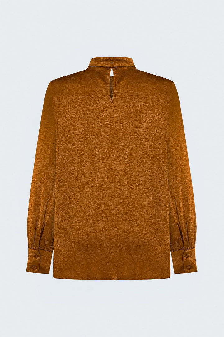 Sateen Blouse à manches longues - Brique