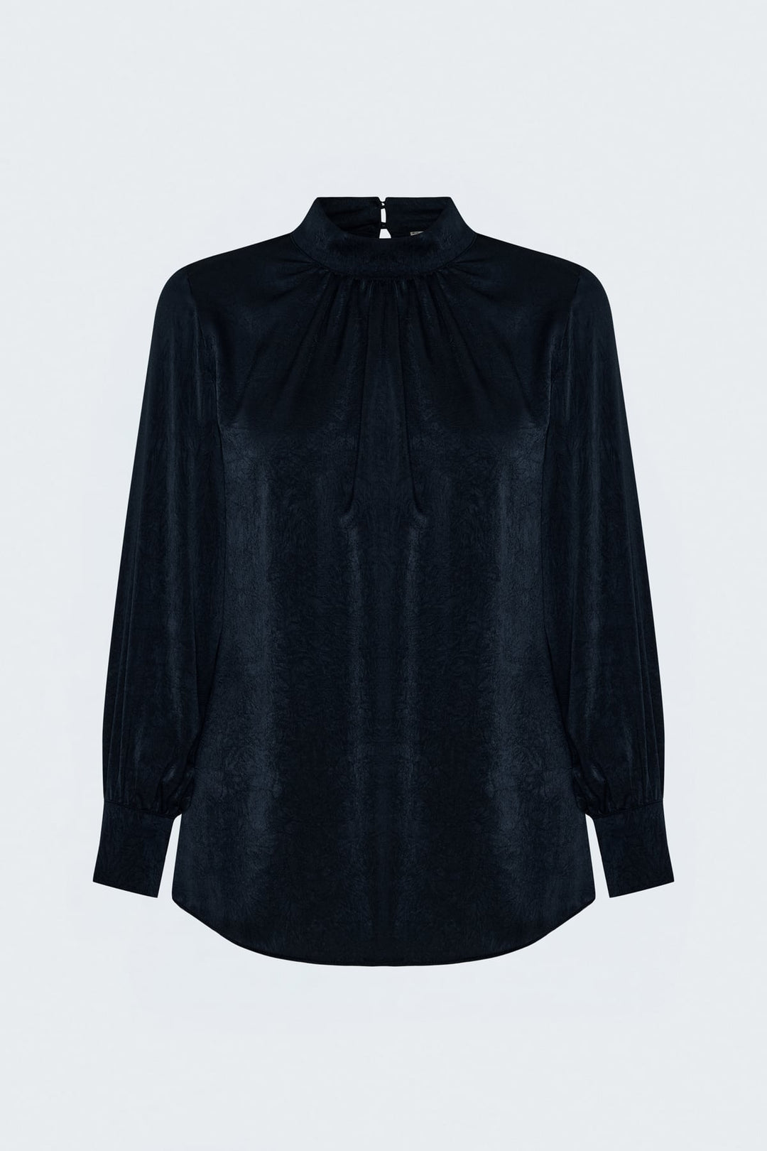 Sateen Blouse à Manches Longues - Bleu marine
