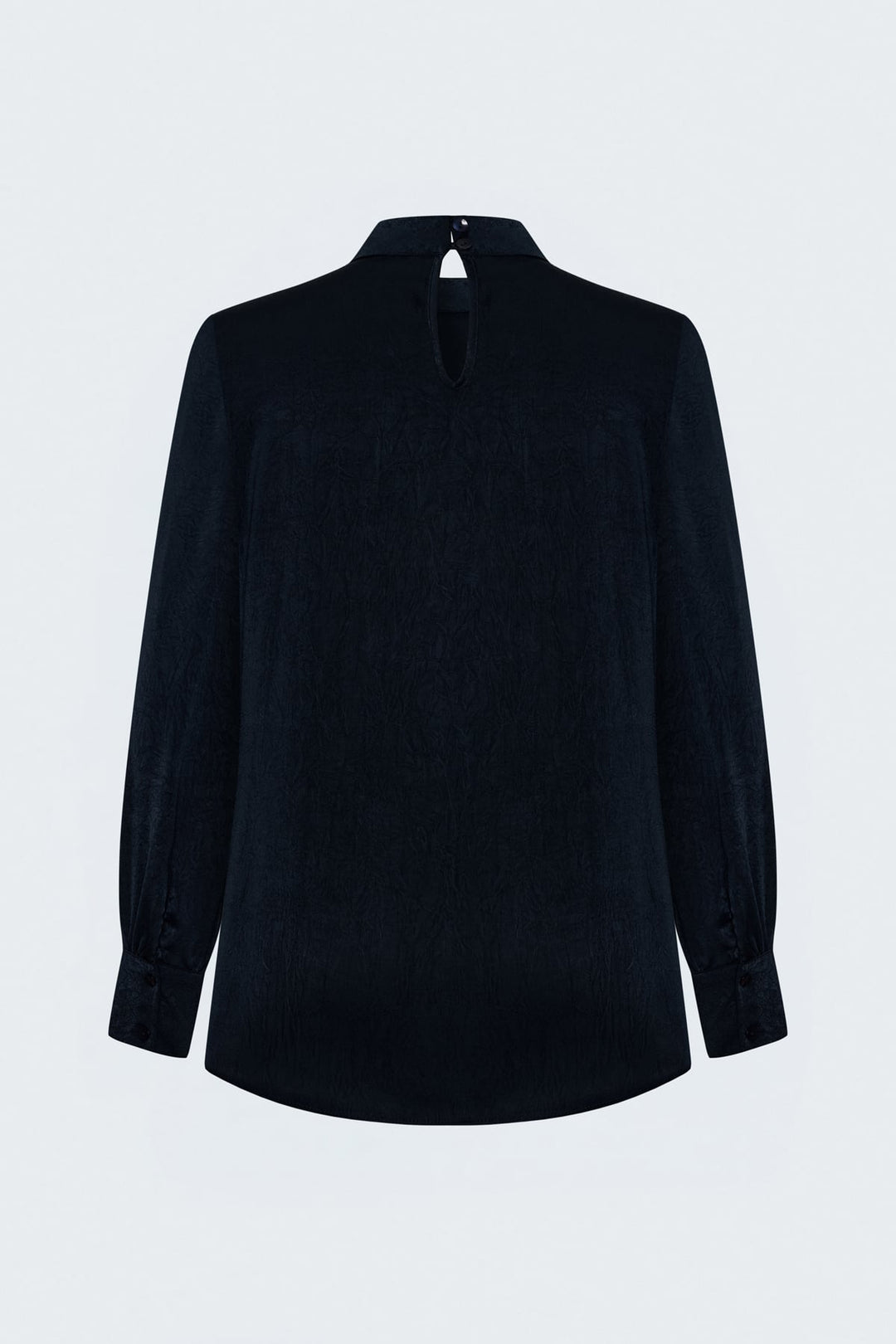 Sateen Blouse à Manches Longues - Bleu marine