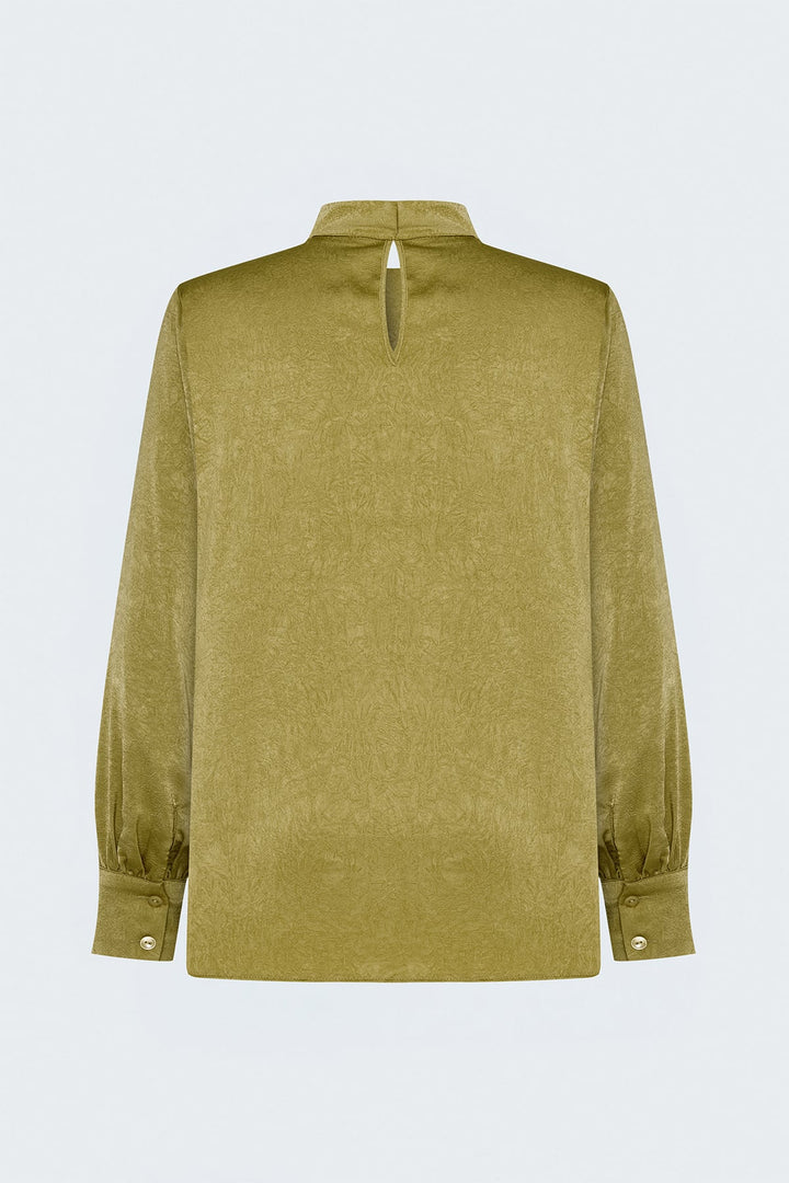Sateen Blouse à manches longues - Olive