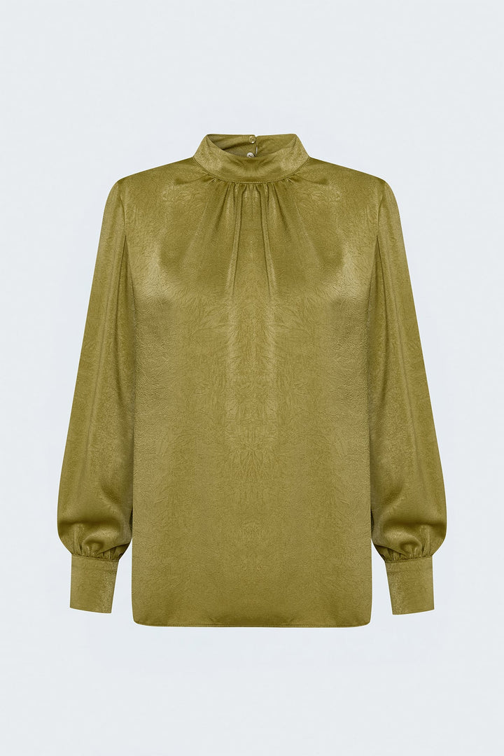 Sateen Blouse à manches longues - Olive