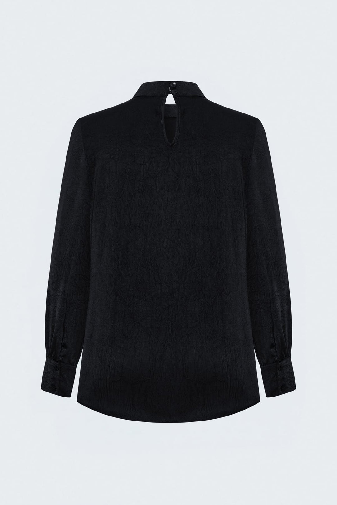 Sateen Blouse à Manches Longues - Noir