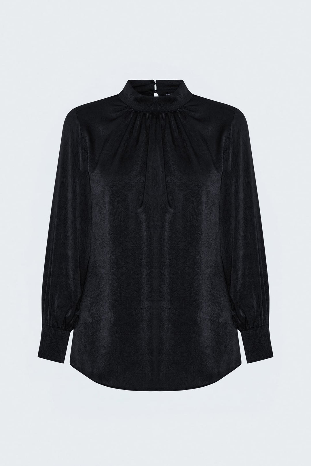 Sateen Blouse à Manches Longues - Noir