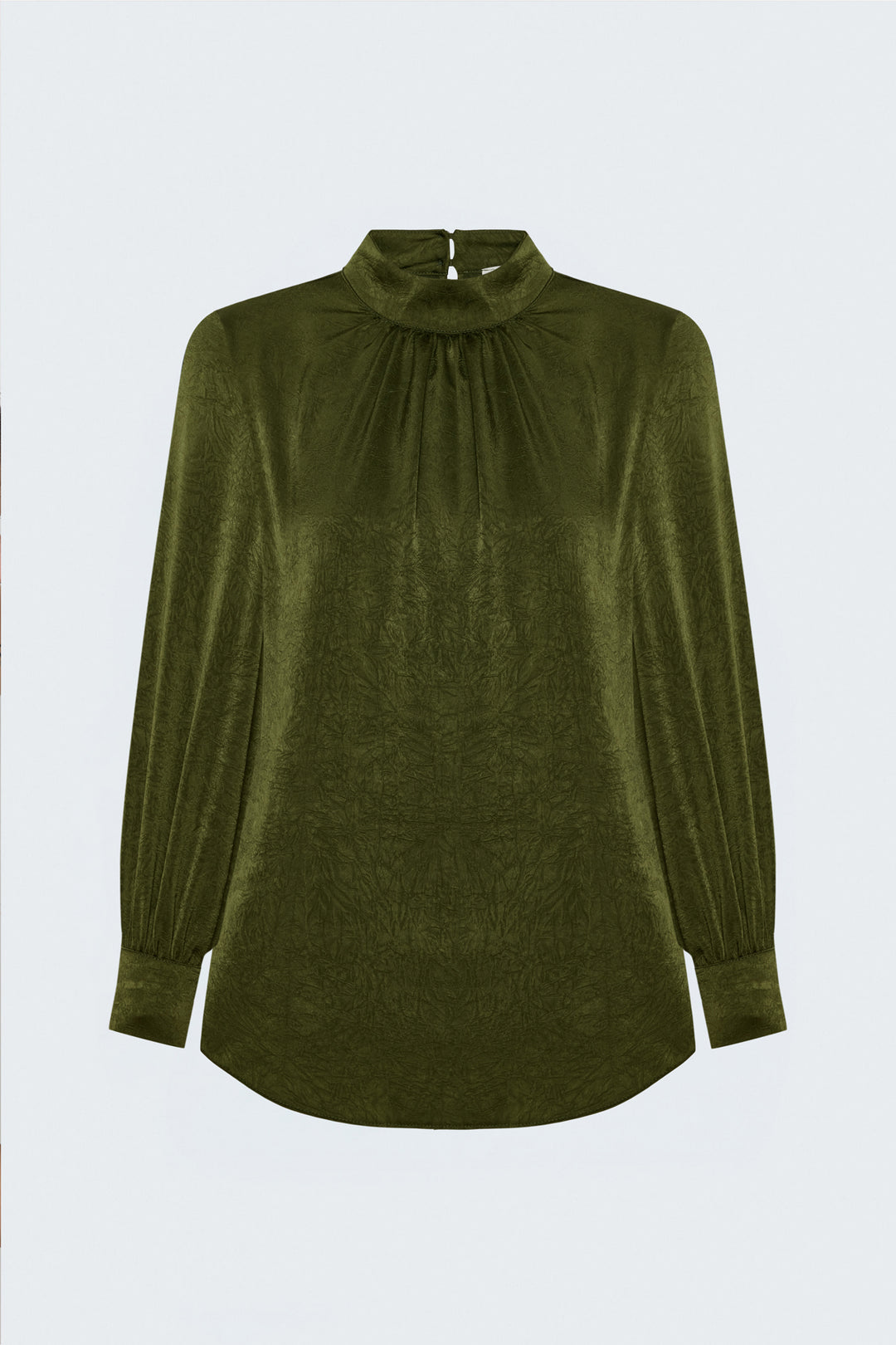 Sateen Blouse à Manches Longues - Vert