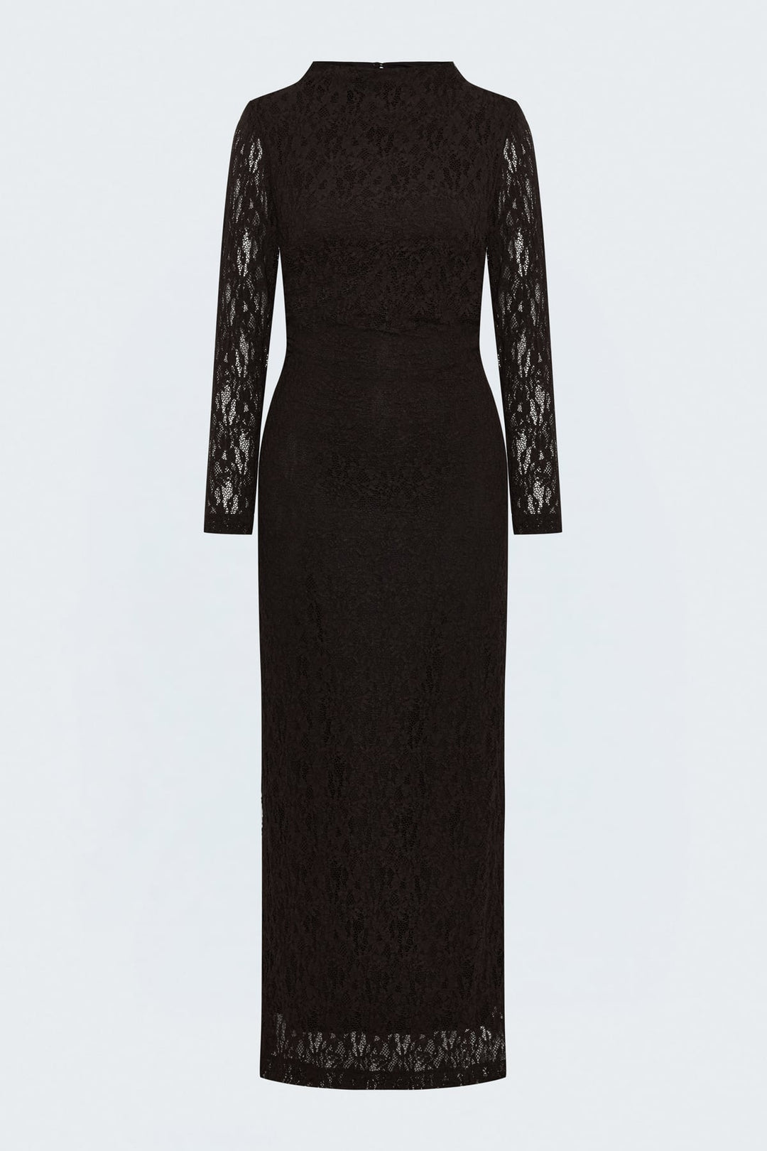 Sateen Robe en dentelle à manches longues - Marron
