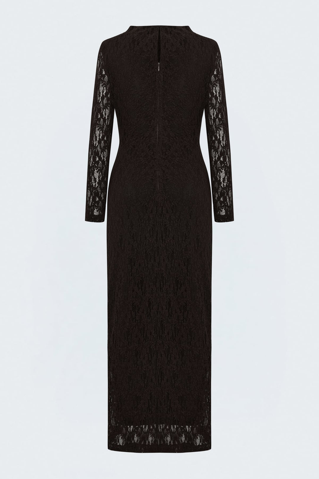 Sateen Robe en dentelle à manches longues - Marron