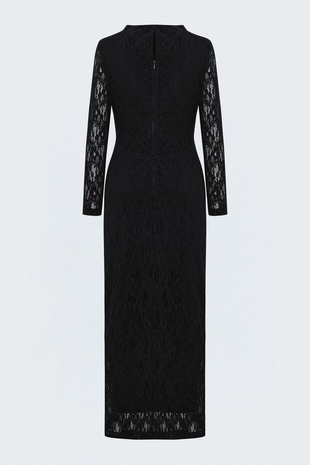 Sateen Robe en dentelle à manches longues - Noir