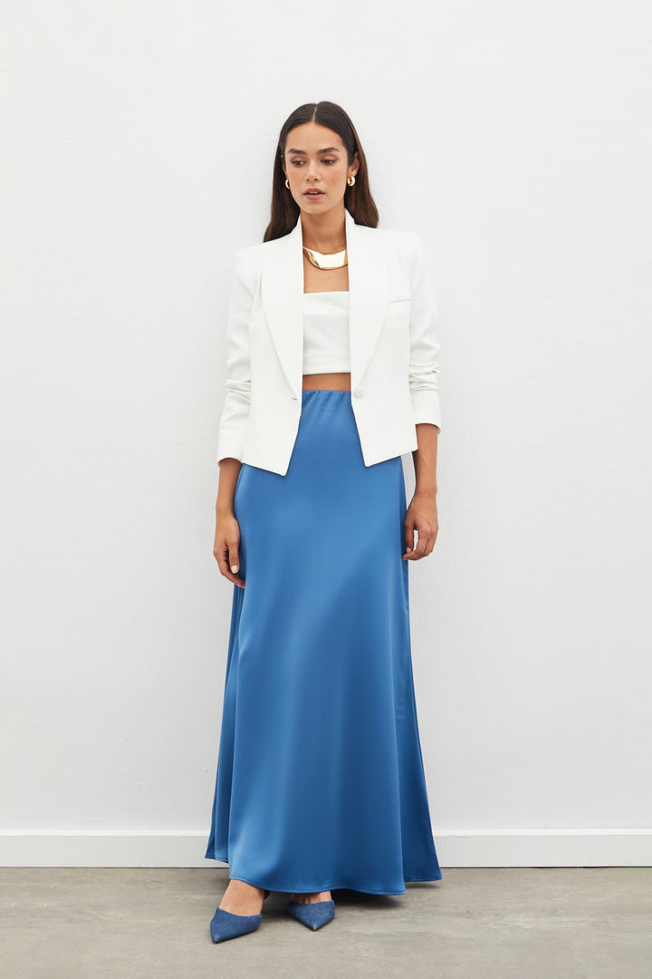 Sateen Jupe longue en satin - Indigo