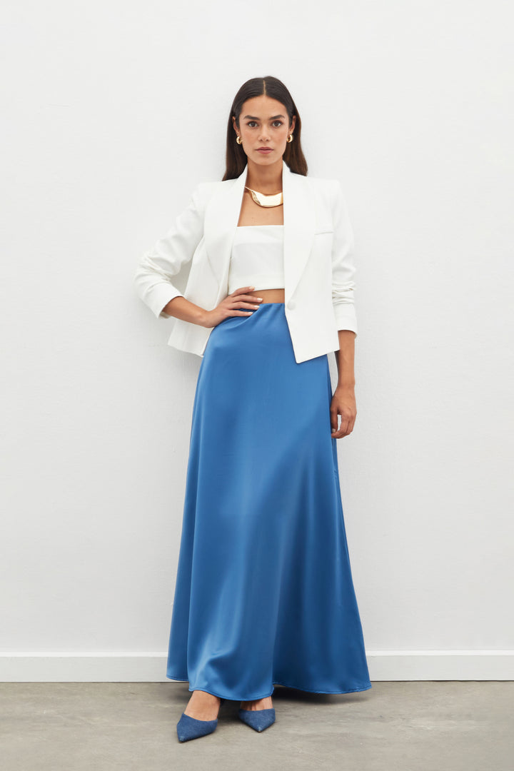 Sateen Jupe longue en satin - Indigo