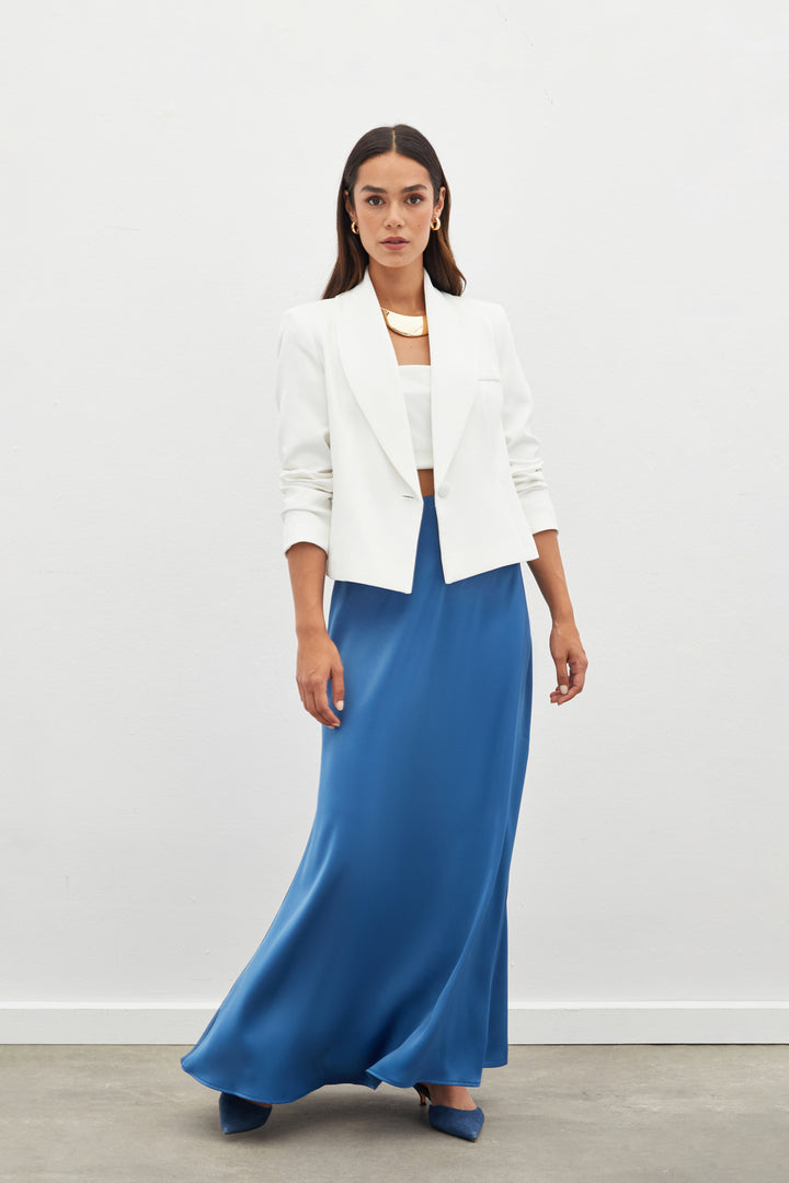 Sateen Jupe longue en satin - Indigo