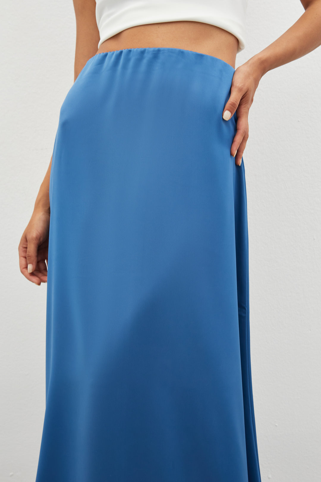 Sateen Jupe longue en satin - Indigo