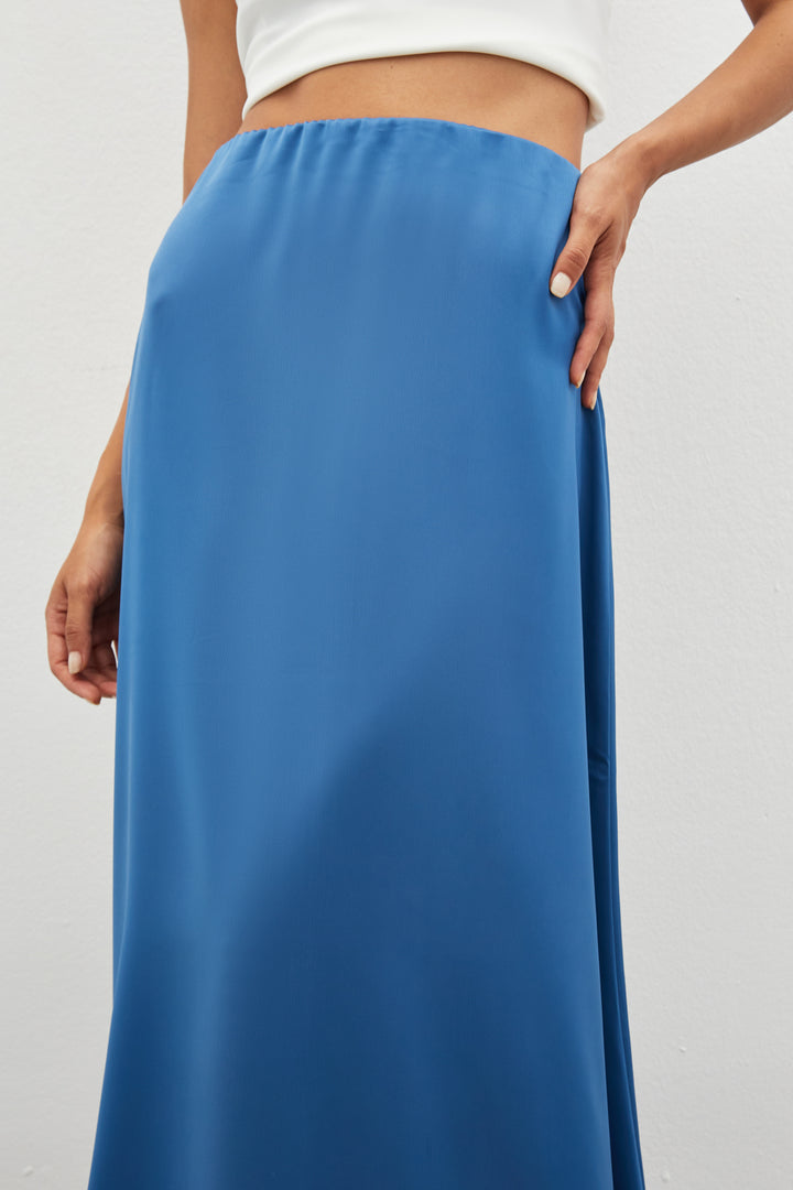 Sateen Jupe longue en satin - Indigo